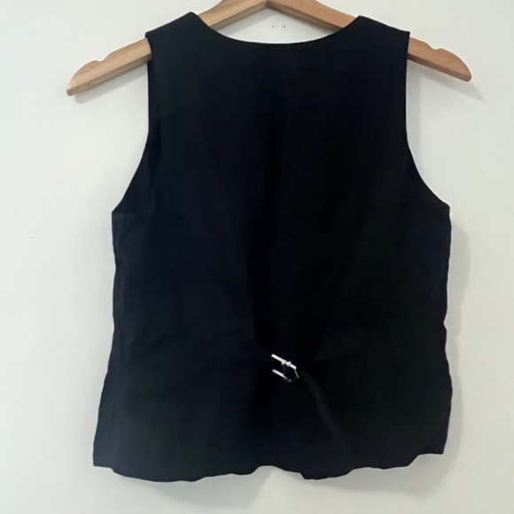 J Crew linen slim fit vest black 00 tank top 100 linen jcrew flax work career xs - Picture 5 of 5